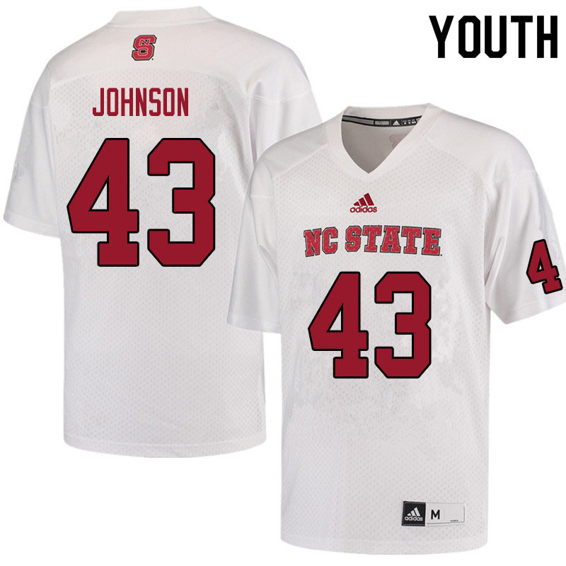 Youth #43 Colby Johnson NC State Wolfpack College Football Jerseys Sale-White